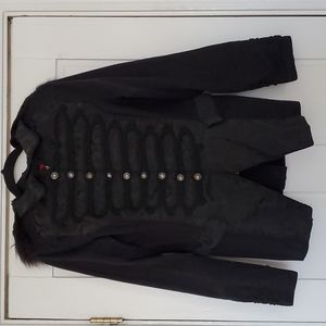 Tripp NYC Black Military Inspired Jacket with Braid and Brocade Details